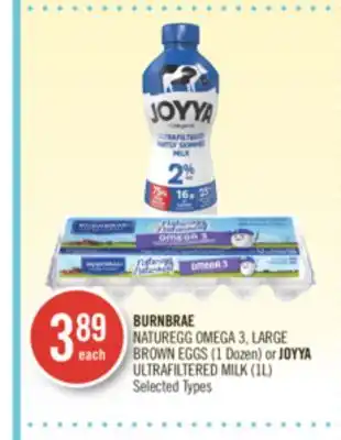 Shoppers Drug Mart Burnbrae naturegg omega 3, large brown eggs (1 dozen) or joyya ultrafiltered milk (1l) offer