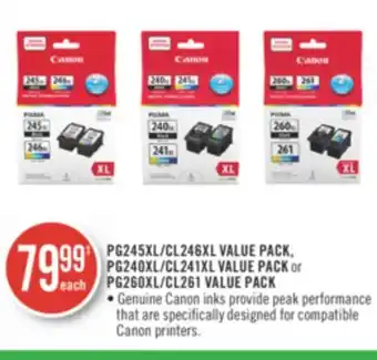 Shoppers Drug Mart Pg245xl/cl246xl value pack, pg240xl/cl241xl value pack or pg260xl/cl261 value pack offer