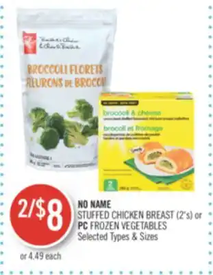 Shoppers Drug Mart No name stuffed chicken breast (2's) or pc frozen vegetables offer