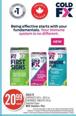 Shoppers Drug Mart Cold fx capsules (45's - 60's) or chewable tablets (45's) offer