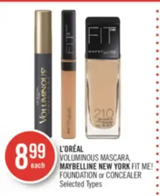Shoppers Drug Mart L'oréal voluminous mascara, maybelline new york fit me! foundation or concealer offer