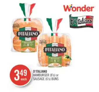 Shoppers Drug Mart D'italiano hamburger (8's) or sausage (6's) buns offer