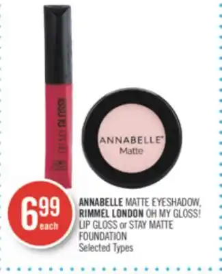 Shoppers Drug Mart Annabelle matte eyeshadow, rimmel london oh my gloss! lip gloss or stay matte foundation offer