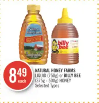 Shoppers Drug Mart Natural honey farms liquid (750g) or billy bee (375g - 500g) honey offer