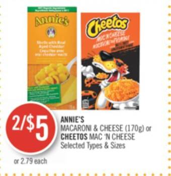Shoppers Drug Mart Annie's macaroni & cheese (170 g) or cheetos mac n cheese offer