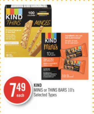 Shoppers Drug Mart Kind minis or thins bars offer