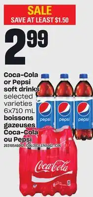 Independent City Market Coca-cola or pepsi soft drinks, 6x710 ml offer