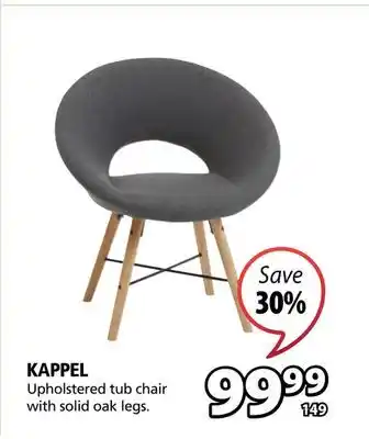 JYSK Kappel upholstered tub chair with solid oak legs offer