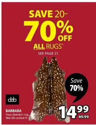JYSK Barbara faux deerskin rug offer