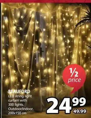 JYSK Beauford led string light curtain with 300 lights offer