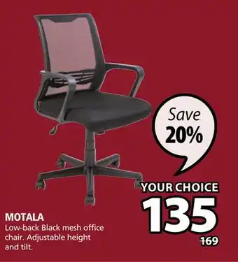 JYSK Motala low-back black mesh office chair offer
