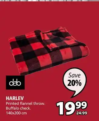 JYSK Harlev printed flannel throw offer
