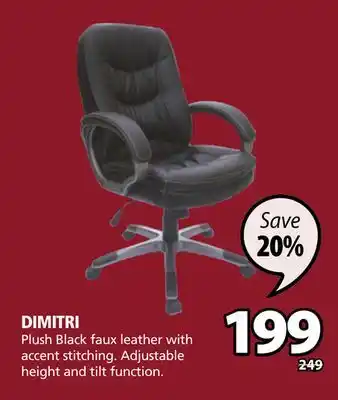 JYSK Dimitri plush black faux leather with accent stitching offer