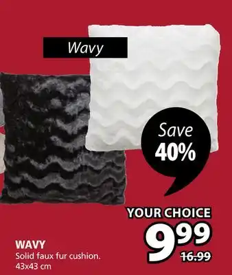 JYSK Wavy solid faux fur cushion offer