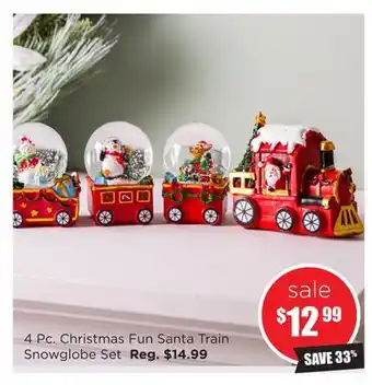Kitchen Stuff Plus 4 pc. christmas fun santa train snowglobe set offer