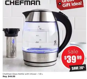 Kitchen Stuff Plus Chefman glass kettle with infuser 1.8 l offer