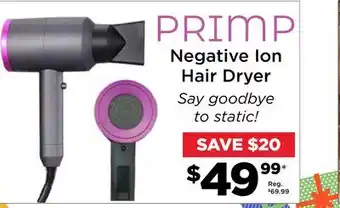 Showcase Primp negative ion hair dryer offer