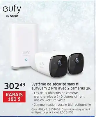 The Source Système de sécurité sans fil eufycam 2 pro avec 2 caméras 2k offer