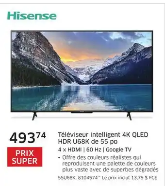 The Source Téléviseur intelligent 4k qled hdr u68k de 55 po hisense offer