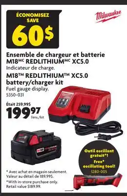 Home Hardware M18tm redlithiumtm xc5.0 battery/charger kit offer