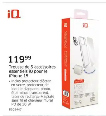 Trousse de 5 accessoires essentiels iq pour le iphone 15