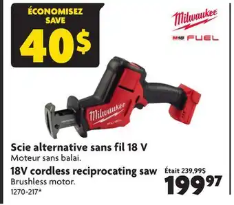 Home Hardware 18v cordless reciprocating saw offer