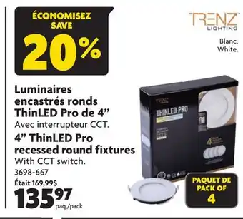 Home Hardware 4 thinled pro recessed round fixtures offer