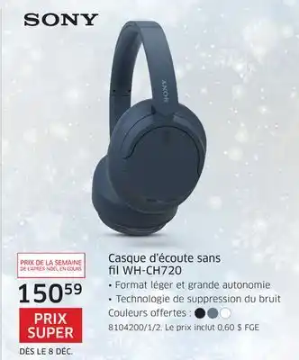 The Source Casque d'écoute sans fil wh-ch720 sony offer