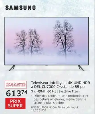 The Source Téléviseur intelligent 4k uhd hdr info à del cu7000 crystal de 55 po samsung offer