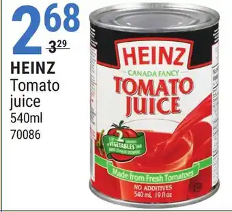 Rossy Heinz tomato juice offer