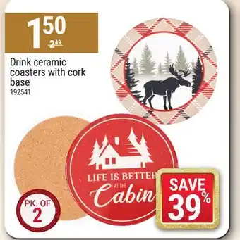 Rossy Drink ceramic coasters with cork base offer
