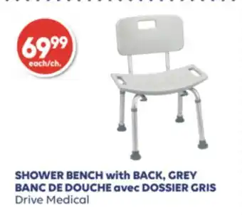 Wellwise by Shoppers Banc de douche avec dossier gris drive medical offer