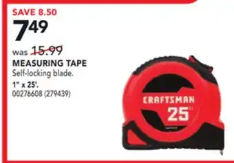 RONA Craftsman measuring tape 1 x 25' offer