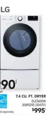 RONA Lg 7.4 cu. ft. dryer offer