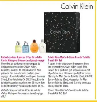 Pharmaprix Calvin klein men's 4-piece eau de toilette travel gift set offer
