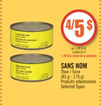 Pharmaprix No name tuna offer