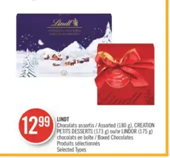 Pharmaprix Lindt assorted (180 g), creation petits desserts (173 g) or lindor (175 g) boxed chocolates offer
