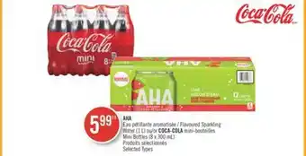 Pharmaprix Aha flavoured sparkling water (1 l) or coca-cola mini bottles (8 x 300 ml) offer