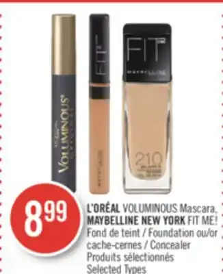 Pharmaprix L'oréal voluminous mascara, maybelline new york fit me! foundation or concealer offer