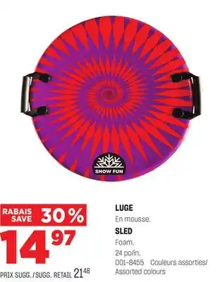 BMR Luge en mousse offer