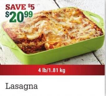 M&M Meat Shops Lasagna 4 lb/1.81 kg offer