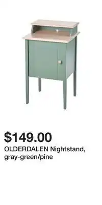 IKEA Olderdalen nightstand, gray-green/pine offer