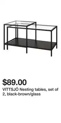 IKEA Vittsjö nesting tables, set of 2, black-brown/glass offer
