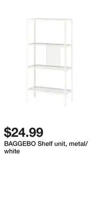 IKEA Baggebo shelf unit, metal/white offer