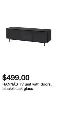 IKEA Rannäs tv unit with doors, black/black glass offer