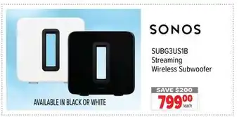 2001 Audio Video Sonos streaming wireless subwoofer offer