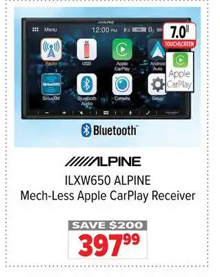 2001 Audio Video Alpine mech-less apple carplay receiver offer