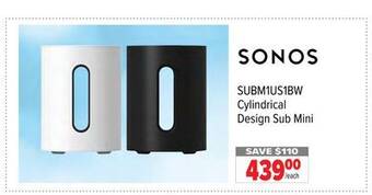 2001 Audio Video Sonos cylindrical design sub mini offer