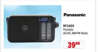 2001 Audio Video Panasonic portable ac/dc am/fm radio offer