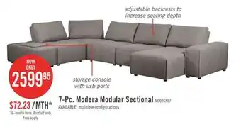 The Brick Modera 7-piece linen-look fabric modular sectional with 1 console - grey offer